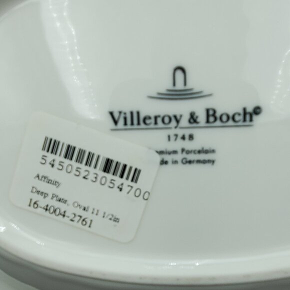 Villeroy & Boch Affinity Deep Plate White Porcelain 11.5" Oval Salad Pasta Bowl - Picture 6 of 6